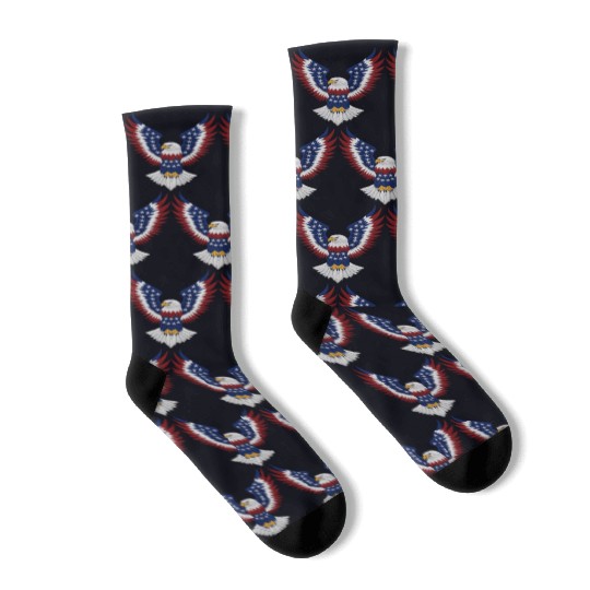 American Bald Eagle with USA Flag Wing Art Design Socks