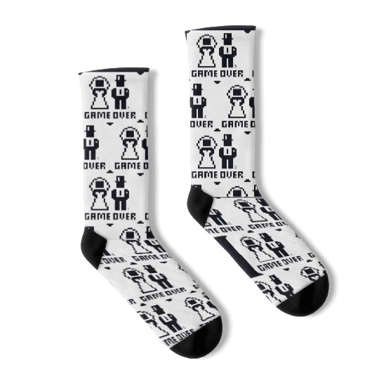 Game Over (Wedding Stag Party Night, Pixel, NEG W) Socks
