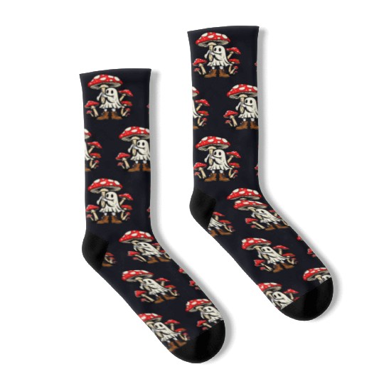 Whimsical Mushroom Ghost Adventure Socks