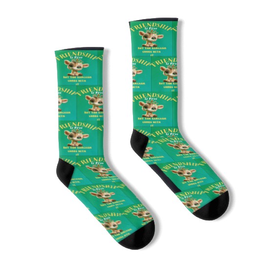 Whimsical Friendshippissed Giraffe Illustration Socks
