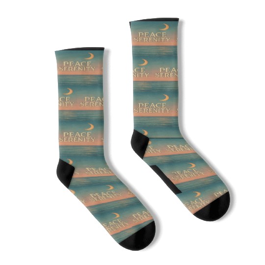 Peace Serenity Vintage Ocean Aesthetic Art Socks