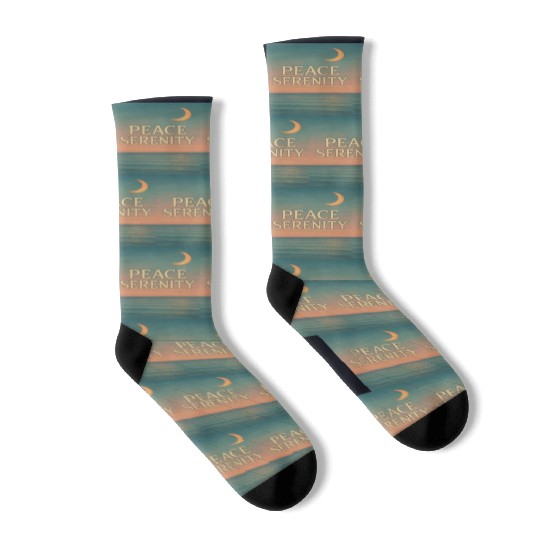 Peace Serenity Vintage Ocean Aesthetic Art Socks