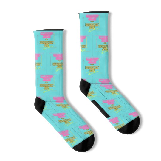 Colorful Retro Typography – Coffee + Data Quote Socks
