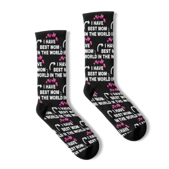 Best Mom Ever with Heart Icons Socks