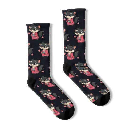 Kawaii Sly Fox in Traditional Kimono Socks