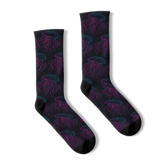 Neon Jellyfish Underwater Glow Socks