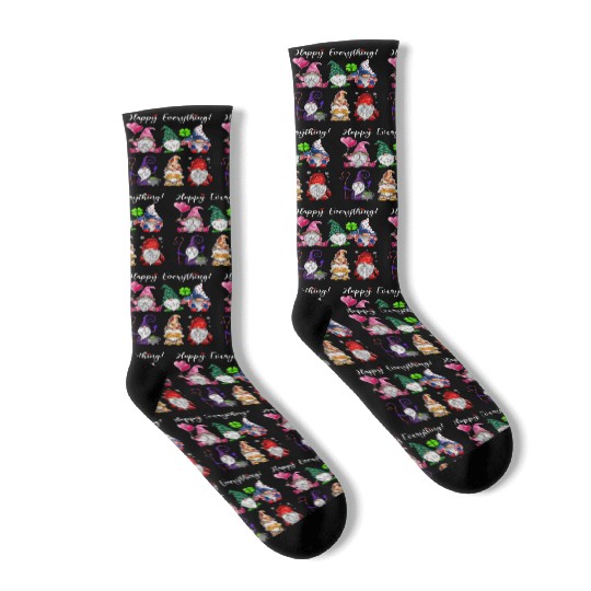 Happy Everything Gnomes Every Seasons All Year Socks