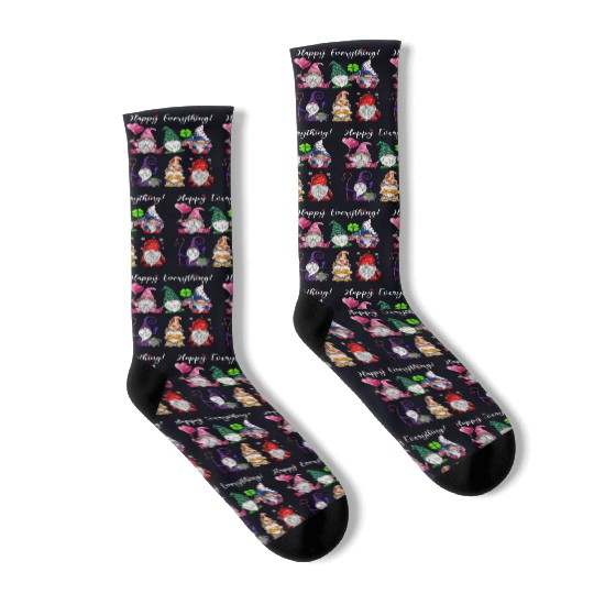 Happy Everything Gnomes Every Seasons All Year Socks