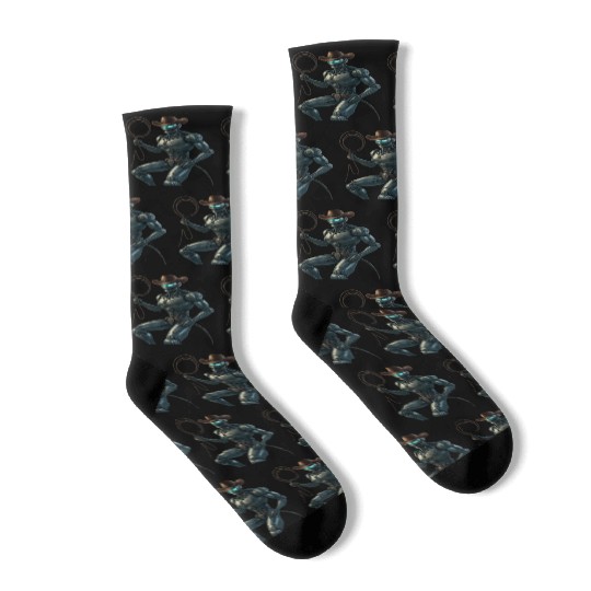 Robot Cowboy – Futuristic Sci-Fi Western Artwork Socks