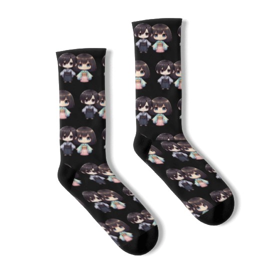Chibi Kawaii Traditional Kimono Duo Socks