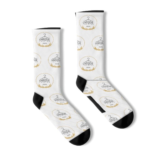 Black And Gold Minimalist Fashion Logo Socks