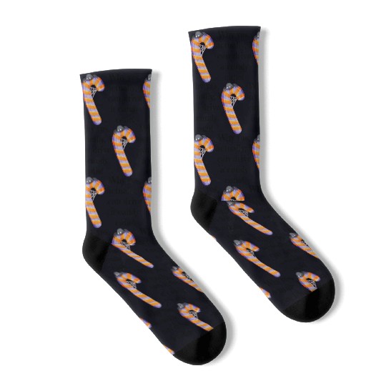 Funny Quote Halloween Candy Cane with Spider Socks