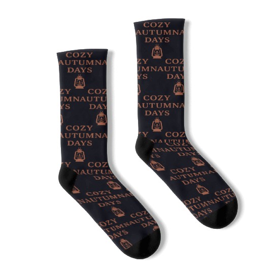 Cozy Autumn Days Lantern Design Socks