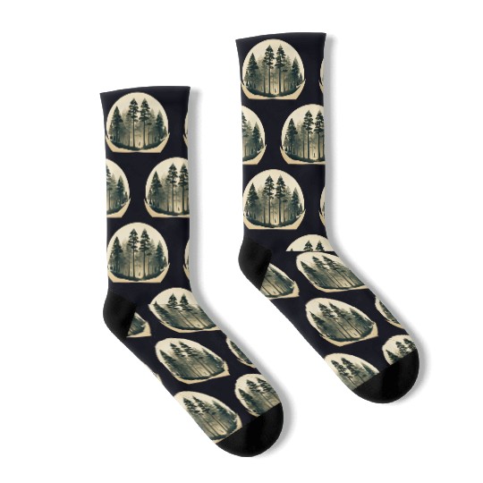 Mystical Forest Circle Design Socks