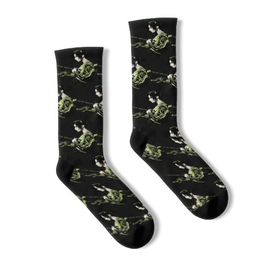 Manga - Neon Samurai with Dragon Ink Design Socks