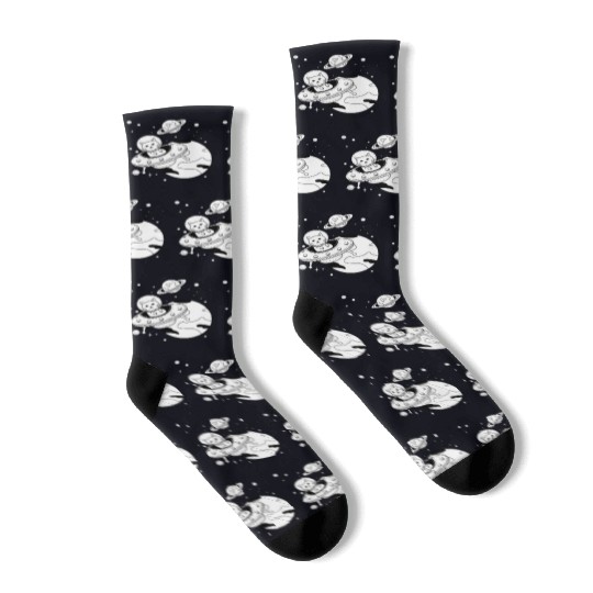 Space Cat Adventure Design Socks