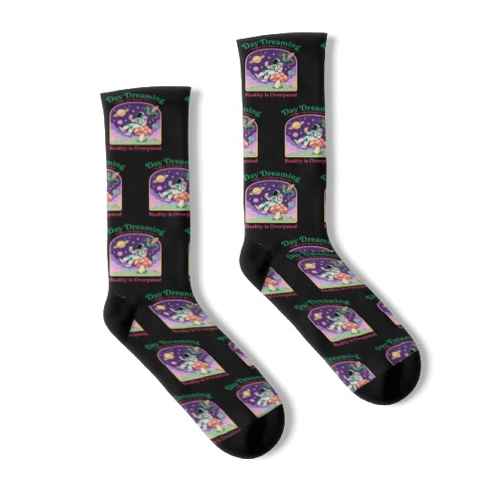 Space Dreamer Astronaut Mushroom Patch Socks