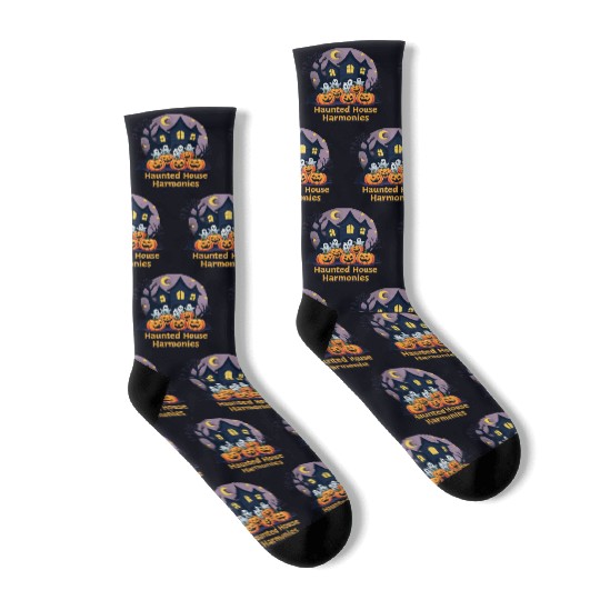 Haunted House Harmonies Halloween Design Socks