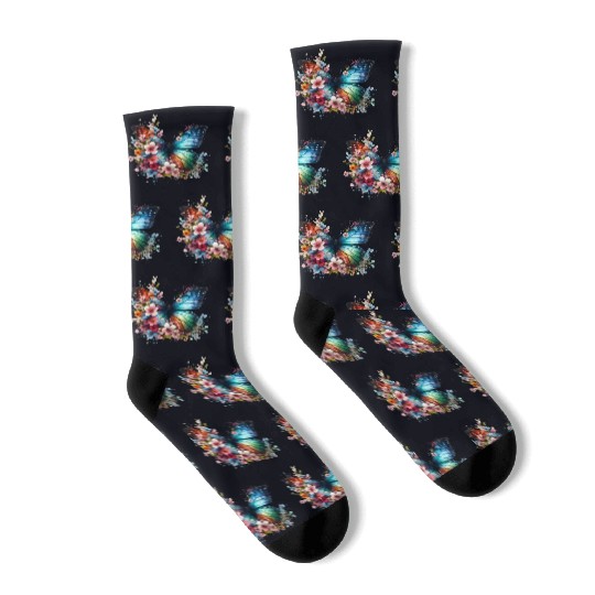 Colorful Butterfly Blossom Fusion Socks