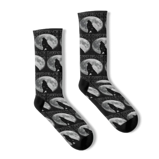 Wolf Howling at Full Moon Design Socks