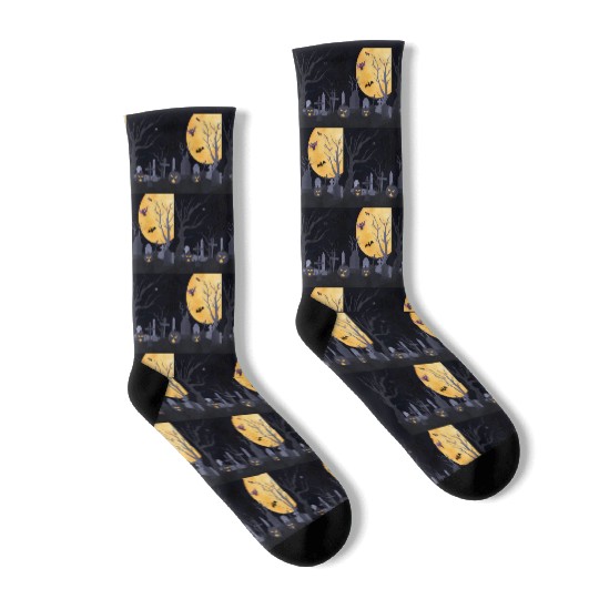 Trick-or-Treat Pumpkin Graveyard Socks