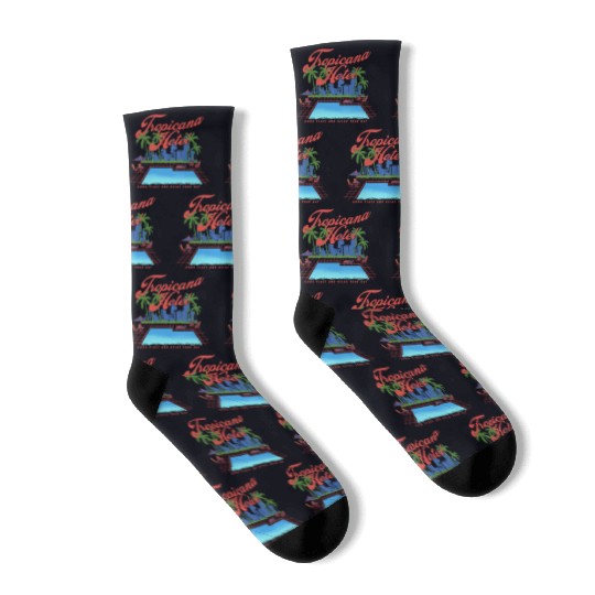 Tropical Hotel Retro Pool Design Socks