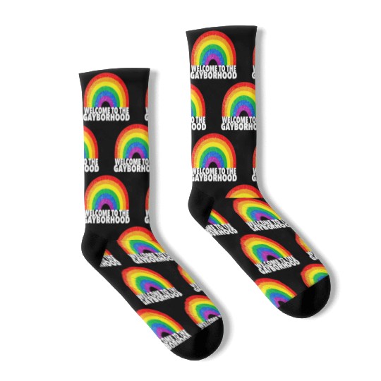 GAYBORHOOD Gay Pride Parade colorful rainbow LGBTQ Socks