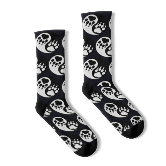wolf paw ying yang Socks