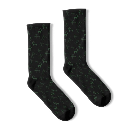 Caveman hunting cave drawings Socks