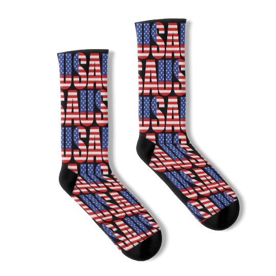 text letters stripes map country america united st Socks