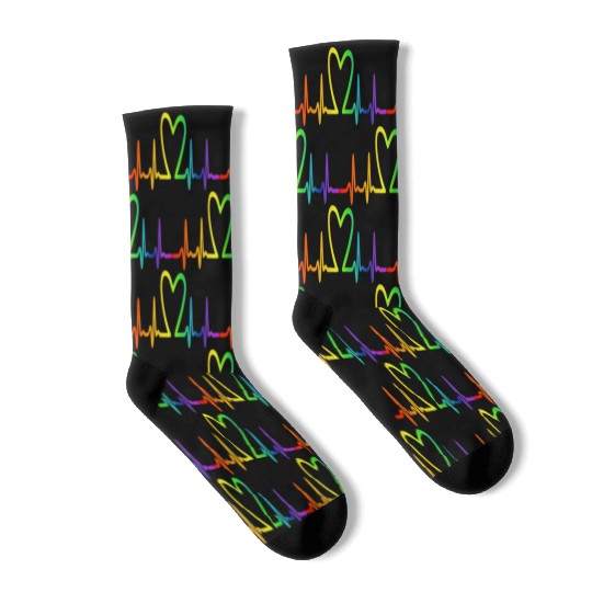 LGBT Pride Rainbow Heartbeat Socks