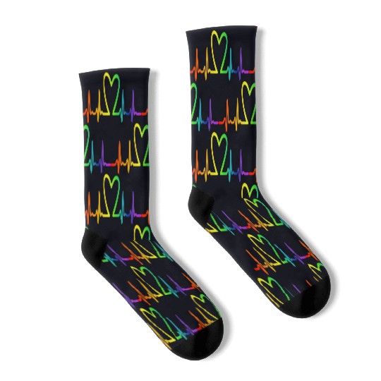 LGBT Pride Rainbow Heartbeat Socks