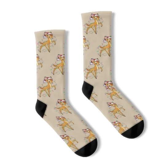 Disney Bambi Christmas Lights Socks, Santa Bambi Shir
