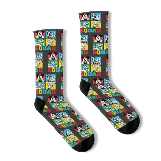 Mickey, Goofy, Donald, Pluto Squad Grid Socks, Disney Pluto Socks, Pluto And Friends Socks