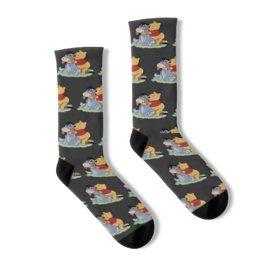 Pooh Bear and Eeyore Socks, Disney Socks, Winnie The Pooh Socks,Disney Gift Socks