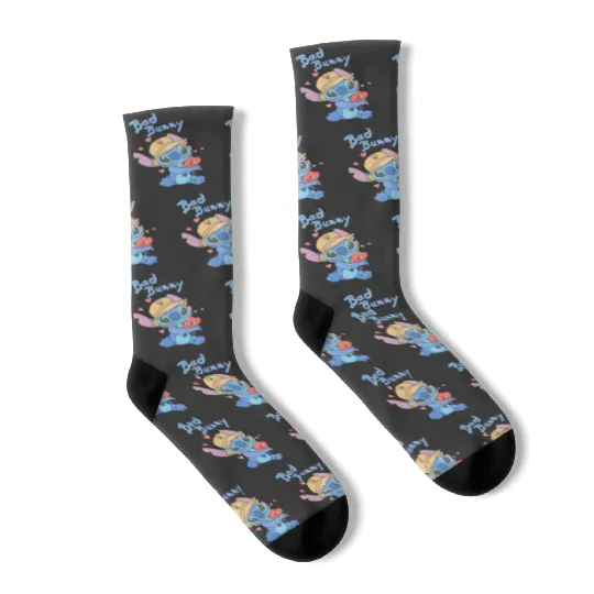 Stitch Bad Bunny Socks, Disney Bad Bunny Socks, Lilo and Stitch Socks