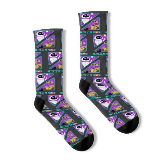 Retro Disney Pixar Wall-E Triangles And Eve Graphic Socks