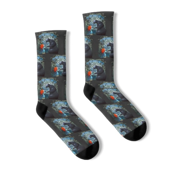 Disney Pixar Brave Merida And Bear Profile Portrait Socks, Magic Kingdom Holiday Unisex Socks