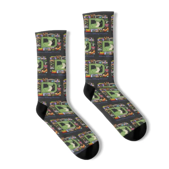 Vintage Toy Story Rex  Socks, Discoveryland Socks, Disneyland Socks, Disney Pixar Socks