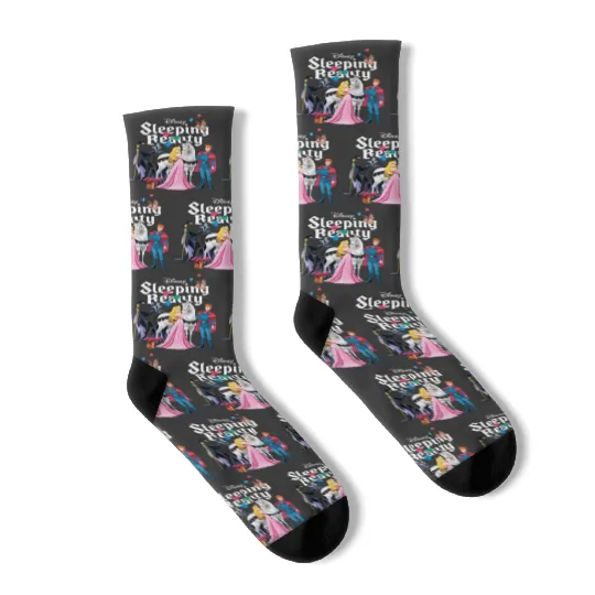Disney Sleeping Beauty Characters Socks, Princess Aurora,Prince Phillip,Maleficent,Disneyland Family Trip Gift Unisex Socks Kid Socks
