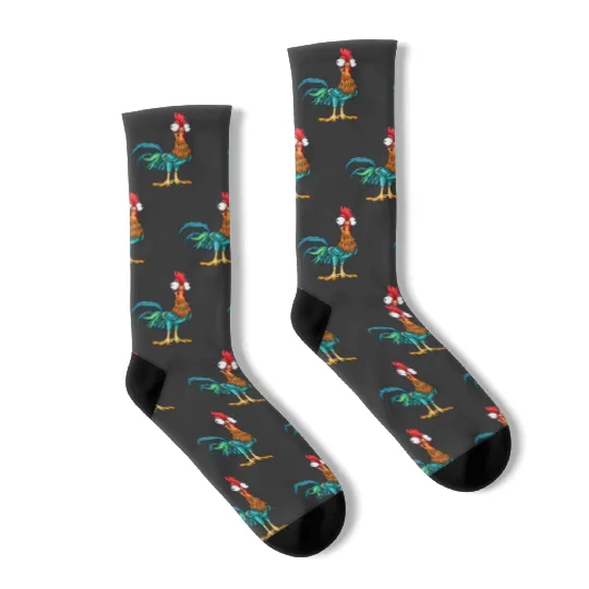 Disney Moana Cute Hei Hei Chicken Portrait Socks,  WDW Magic Kingdom Disneyland Family Vacation Holiday Gift