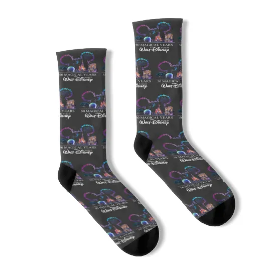 50th Anniversary, WDW Disney 50 Magical Years Socks, Walt Disneyworld 50th Anniversary Socks