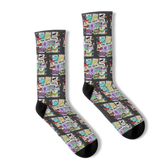 Monster Incs Eras Tour Tarot Card Socks, Monster University Socks