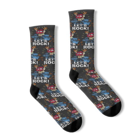 Disneyss The Muppets Animal Let's Rock Drums Distressed Logo Socks