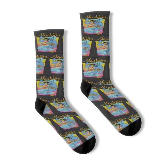 Disneyss Aladdin Group Shot Bold Distressed Poster Socks