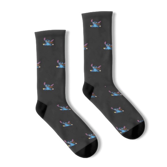 Disney Stitch Eats Chocolate Bunny Easter Socks