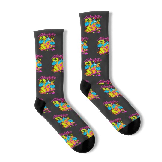 Disney Aladdin Genie Retro Abstract 90s Print Graphic Socks