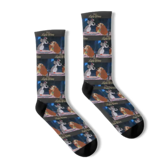 Disneyss Lady And The Tramp Classic Spaghetti Scene Poster Socks