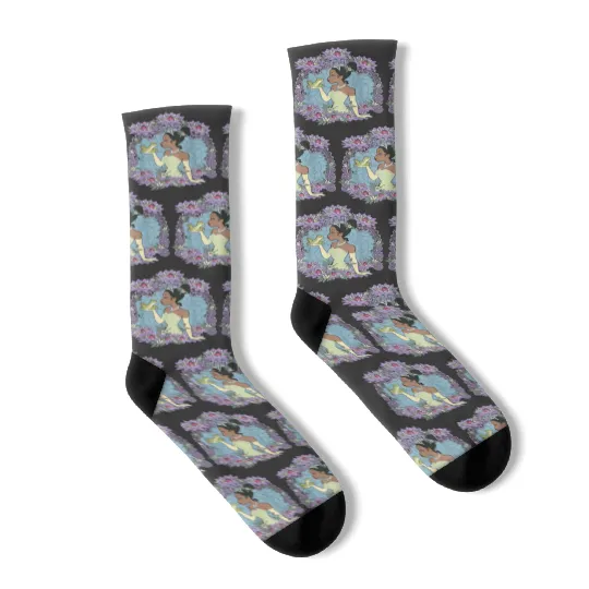 Disneyss Princess And The Frog Tiana Naveen Frog Glass Socks