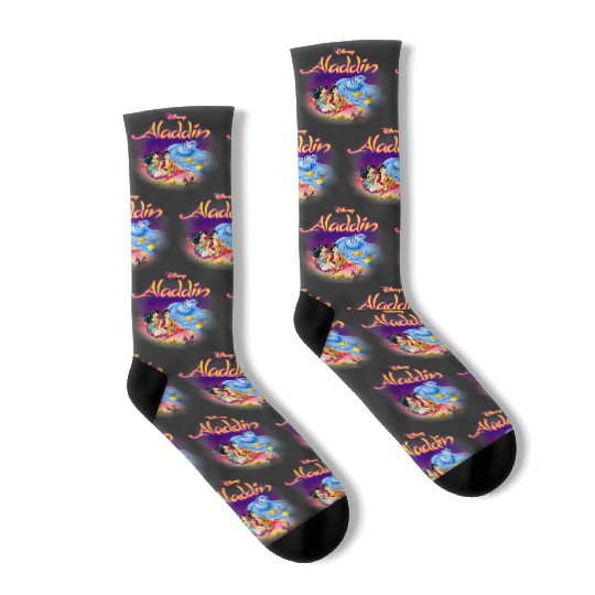 Disneyss Aladdin Faded Classic Movie Poster Socks